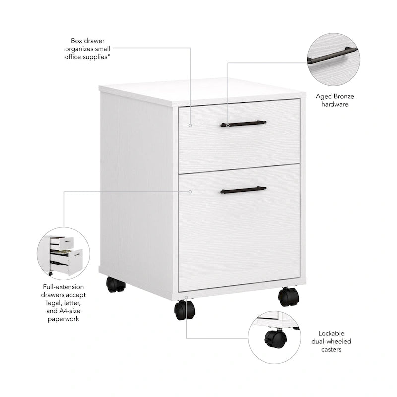 2 Drawer Mobile File Cabinet with Wheels for Home Office-2
