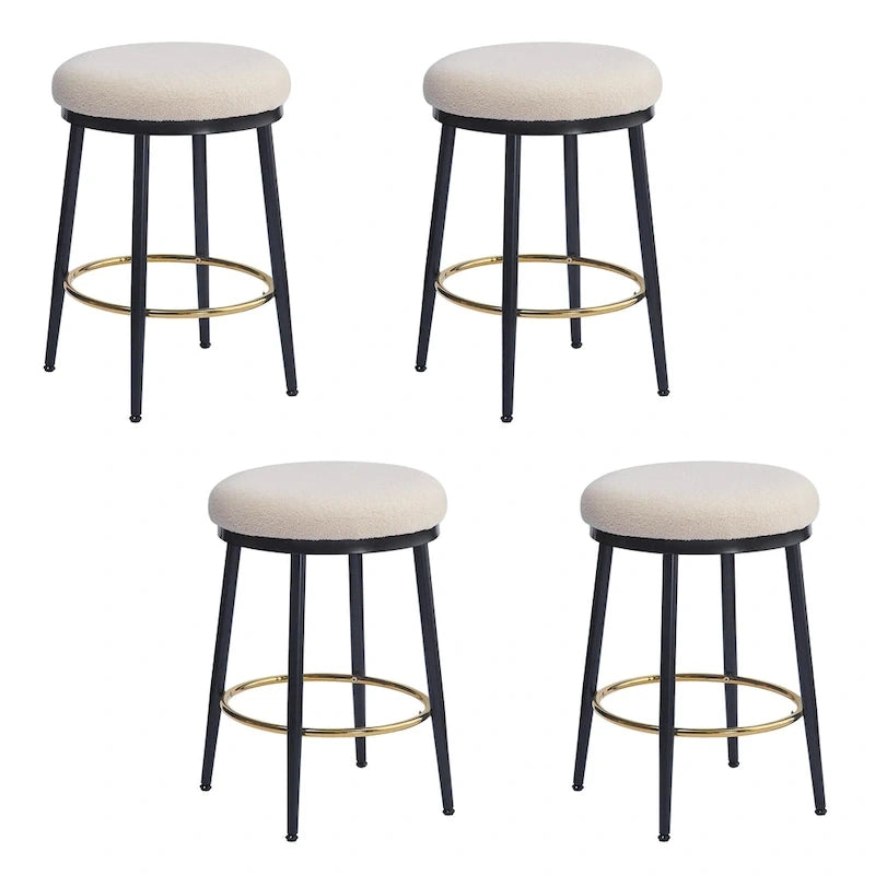 Altrium Modern Upholstered 24.75-Inch Round Backless Counter Stools with Iron Frame (Set of 4) by Christopher Knight Home