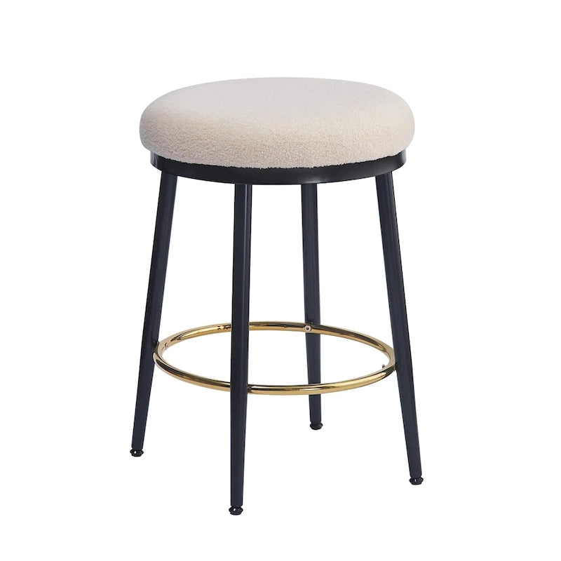 Altrium Modern Upholstered 24.75-Inch Round Backless Counter Stools with Iron Frame (Set of 4) by Christopher Knight Home-2