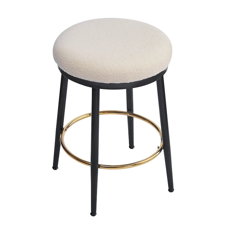 Altrium Modern Upholstered 24.75-Inch Round Backless Counter Stools with Iron Frame (Set of 4) by Christopher Knight Home-3