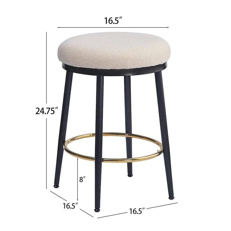 Altrium Modern Upholstered 24.75-Inch Round Backless Counter Stools with Iron Frame (Set of 4) by Christopher Knight Home-7