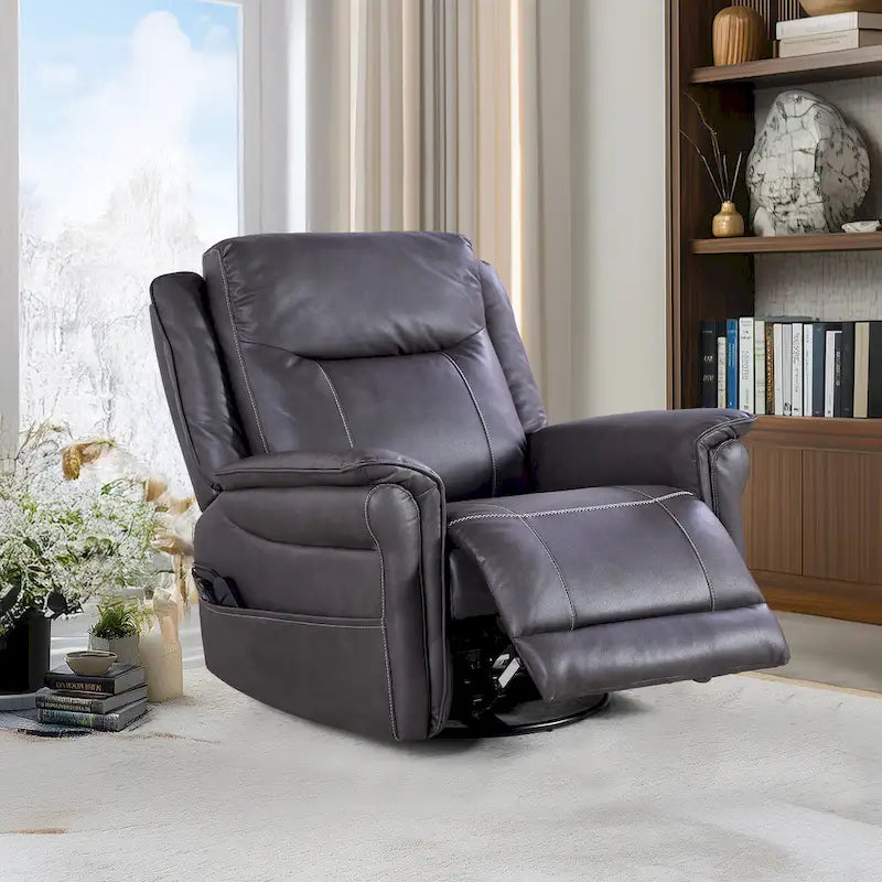 Christopher Knight Home - Harrison Soft Power Swivel Rocker Recliner with Heating & Massage, Pillow Top Arms, for Living Spaces-2