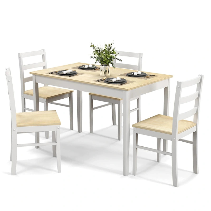 Costway 5-Piece Dining Set Solid Wood Kitchen Furniture with-22