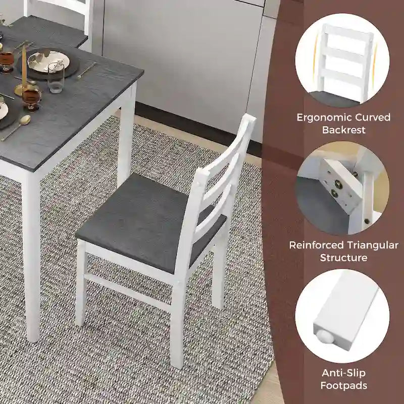 Costway 5-Piece Dining Set Solid Wood Kitchen Furniture with-20