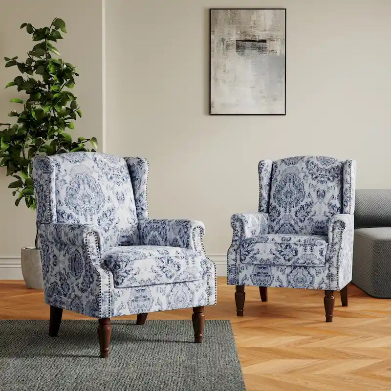 Set of 2 Patterned Upholstered Accent Chair for Living Room-36
