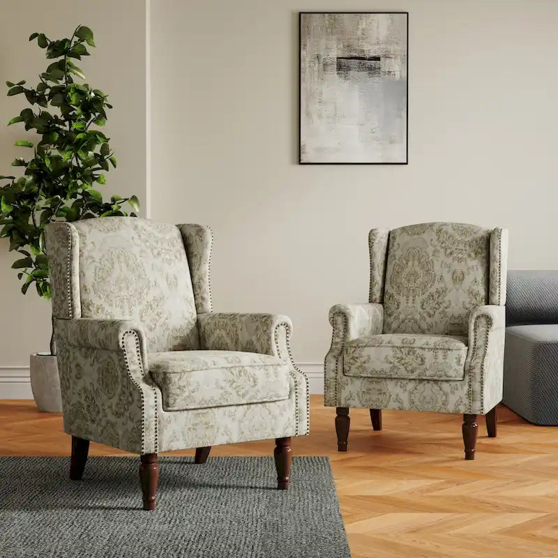 Set of 2 Patterned Upholstered Accent Chair for Living Room-37