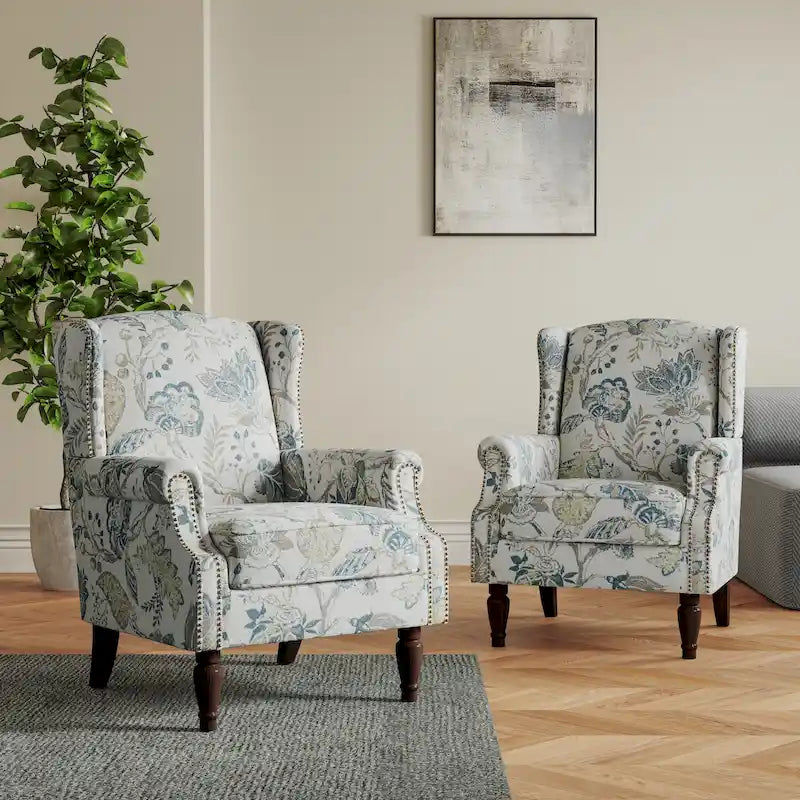 Set of 2 Patterned Upholstered Accent Chair for Living Room-40