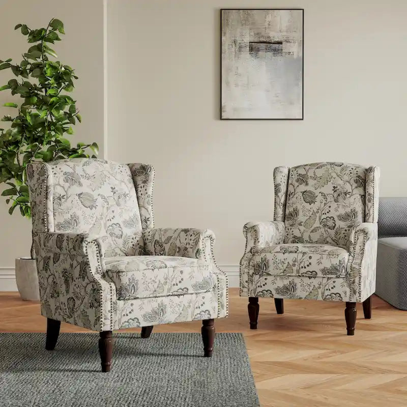 Set of 2 Patterned Upholstered Accent Chair for Living Room-41
