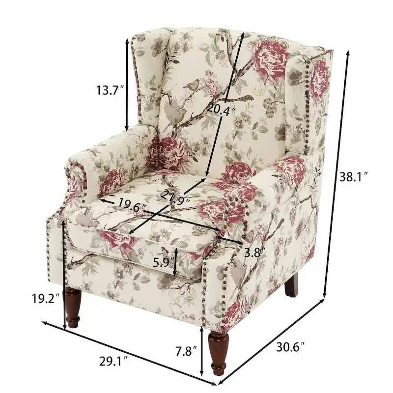 Set of 2 Patterned Upholstered Accent Chair for Living Room-5