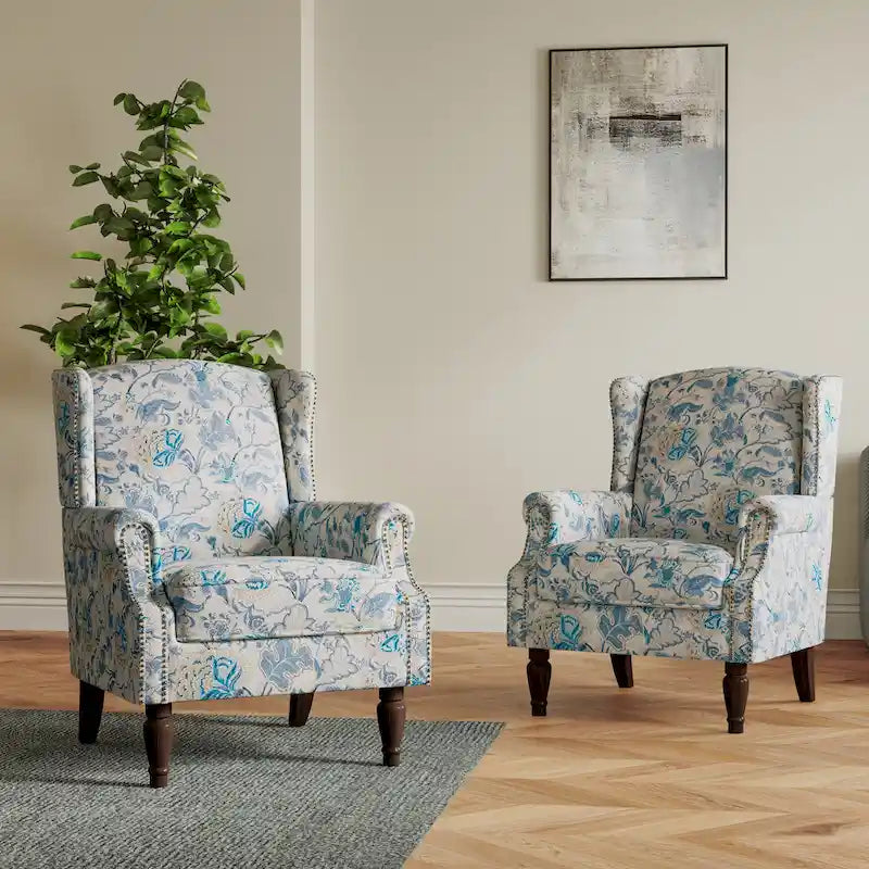 Set of 2 Patterned Upholstered Accent Chair for Living Room-7