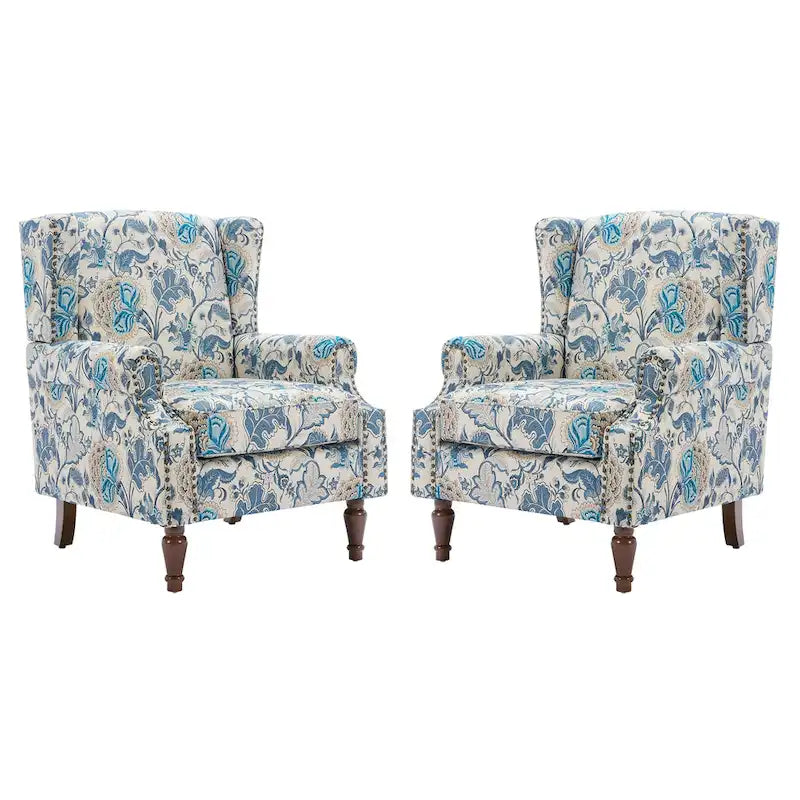 Set of 2 Patterned Upholstered Accent Chair for Living Room-9