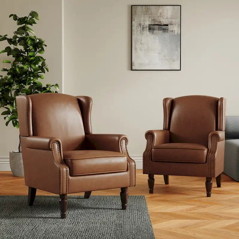 Set of 2 Patterned Upholstered Accent Chair for Living Room-19