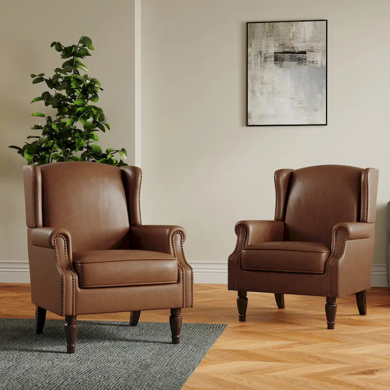 Set of 2 Patterned Upholstered Accent Chair for Living Room-20