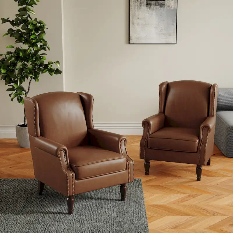 Set of 2 Patterned Upholstered Accent Chair for Living Room-21