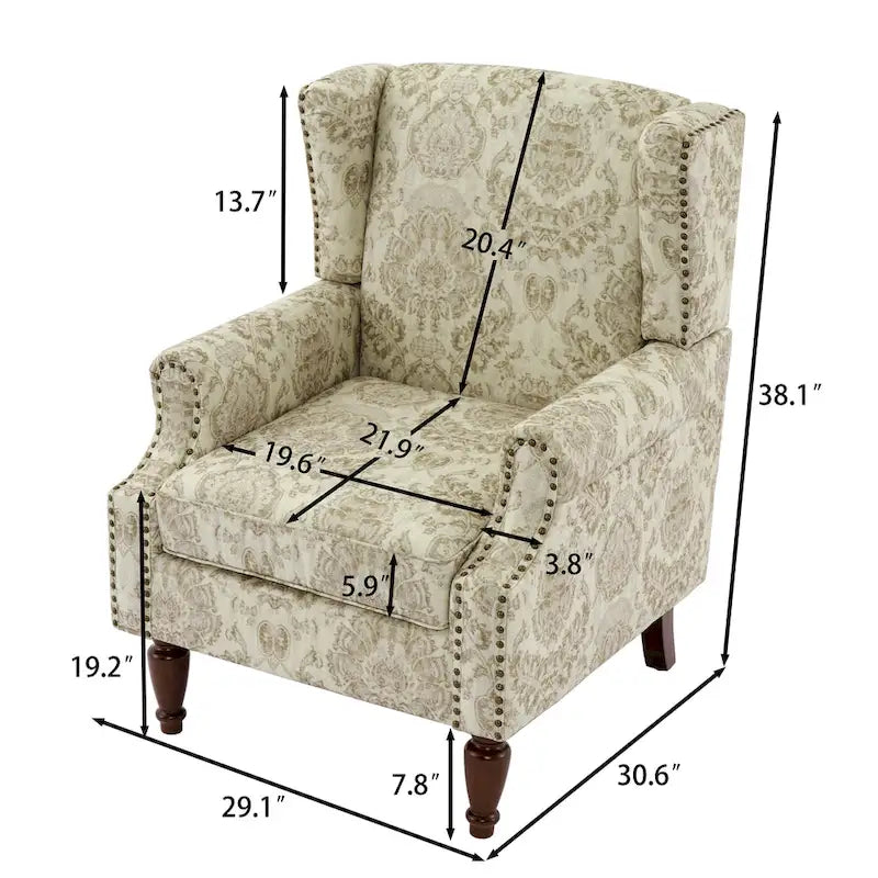 Set of 2 Patterned Upholstered Accent Chair for Living Room-30