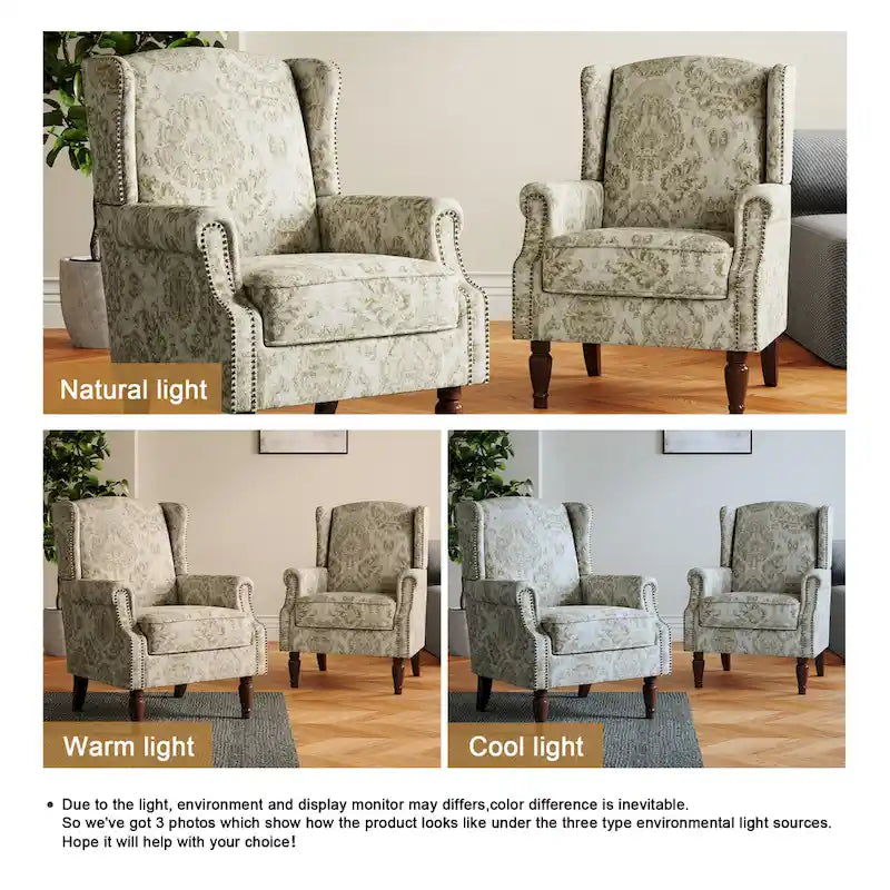 Set of 2 Patterned Upholstered Accent Chair for Living Room-31
