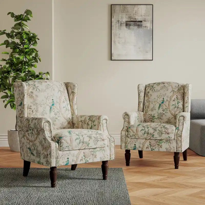 Set of 2 Patterned Upholstered Accent Chair for Living Room-32