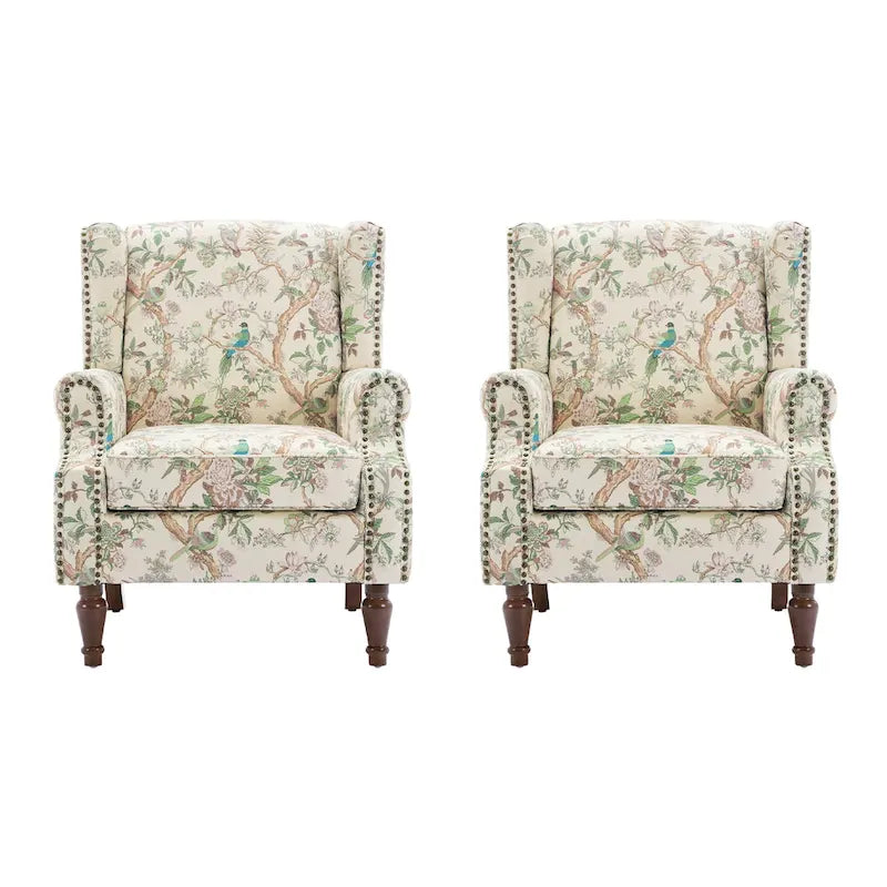 Set of 2 Patterned Upholstered Accent Chair for Living Room-35