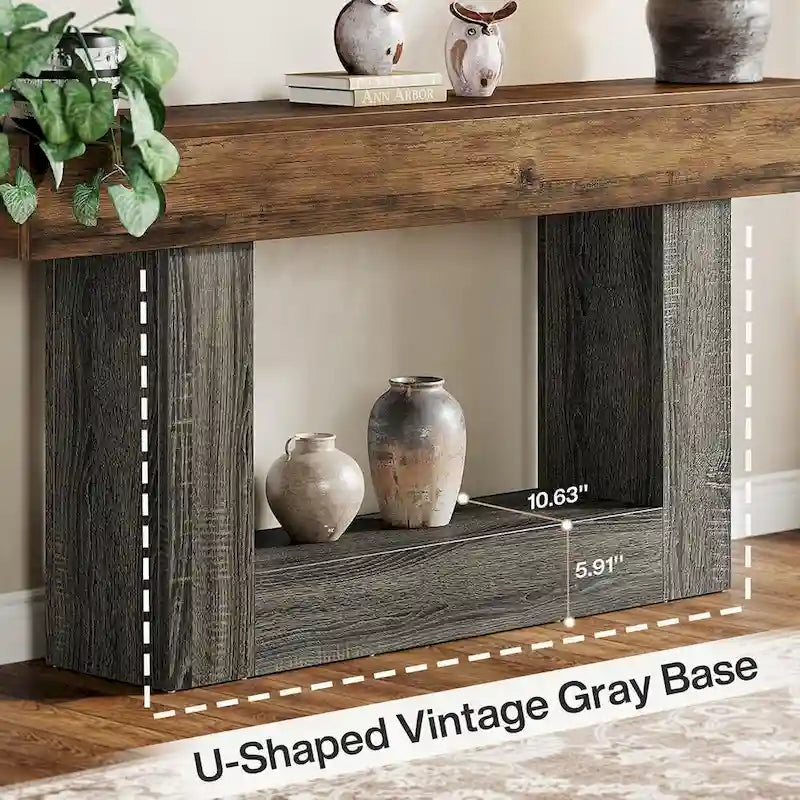 Farmhouse 2-Tier Entryway Table for Living Room, Hallway, Foyer-6