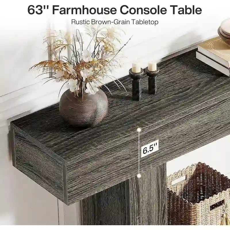 Farmhouse 2-Tier Entryway Table for Living Room, Hallway, Foyer-19