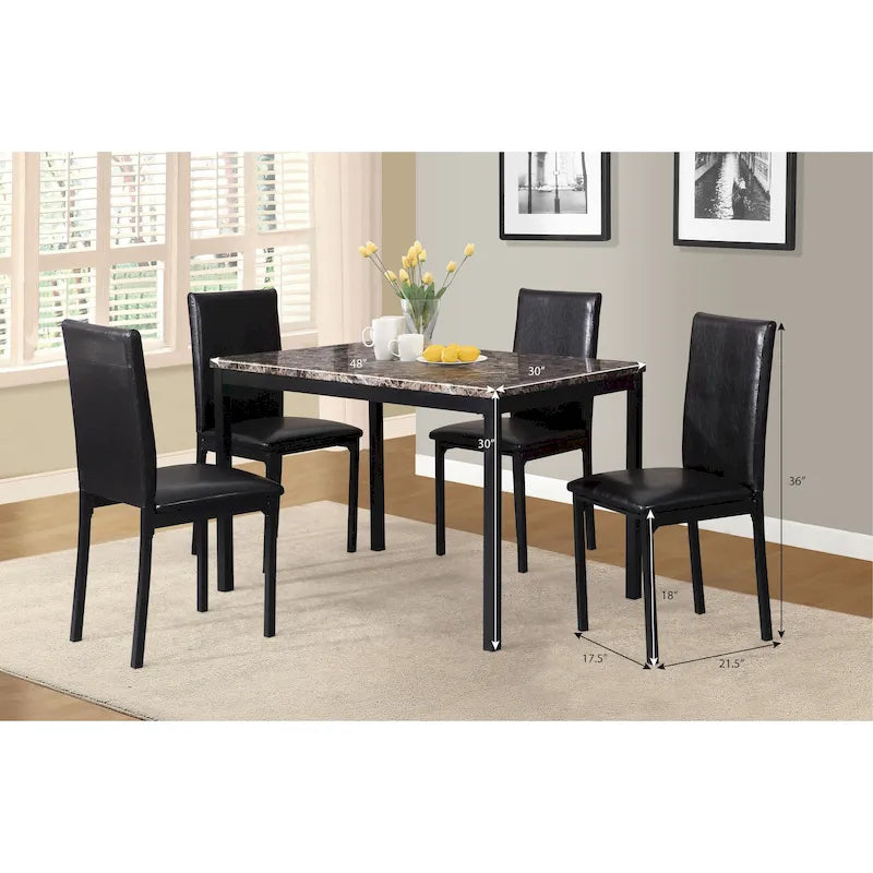 Modern 5-Piece Dining Set with Rectangular Table & 4 High Back Chairs-21