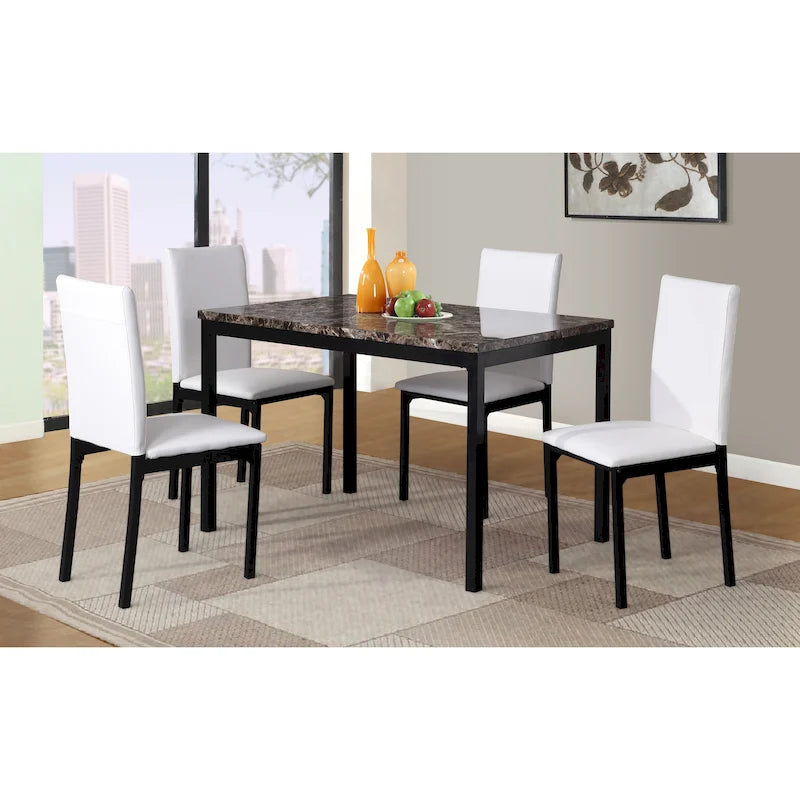 Modern 5-Piece Dining Set with Rectangular Table & 4 High Back Chairs-24