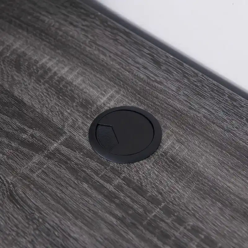 L-Shaped Computer Desk with Storage, Dark Grey/White Oak, Home Office-8