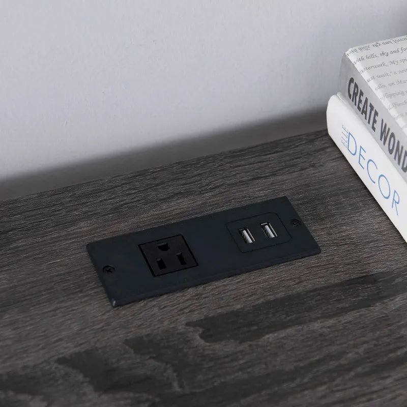 L-Shaped Computer Desk with Storage, Dark Grey/White Oak, Home Office-9