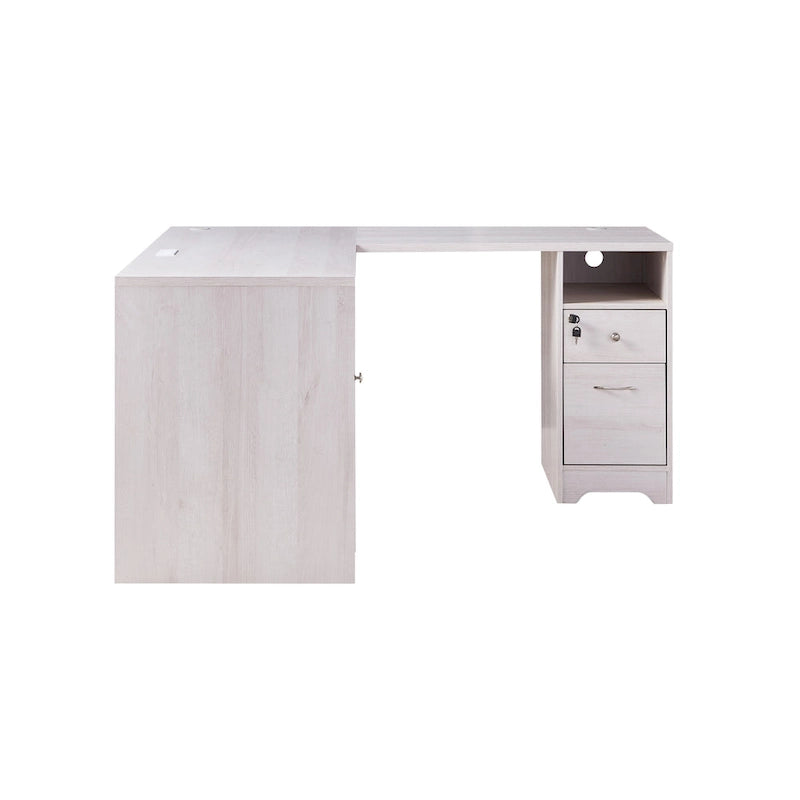 L-Shaped Computer Desk with Storage, Dark Grey/White Oak, Home Office-19