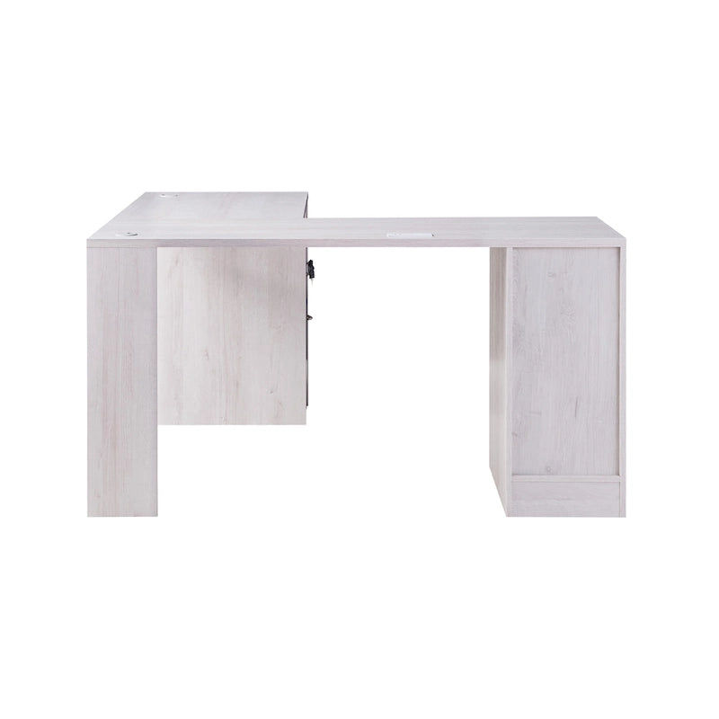 L-Shaped Computer Desk with Storage, Dark Grey/White Oak, Home Office-21