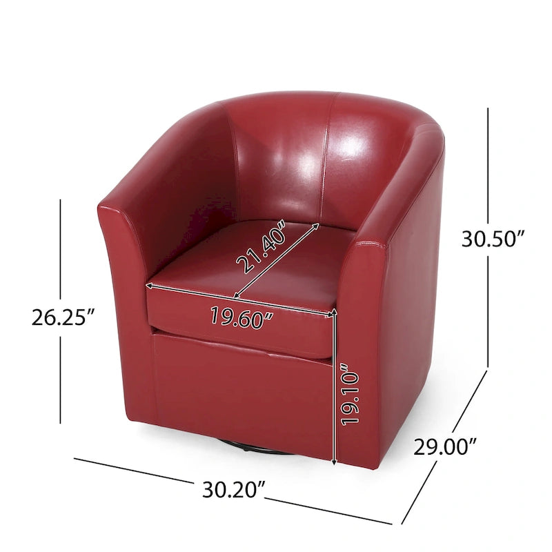 Daymian Swivel Club Chair by Christopher Knight Home - 29.00 D x 30.20 W x 30.50 H-9