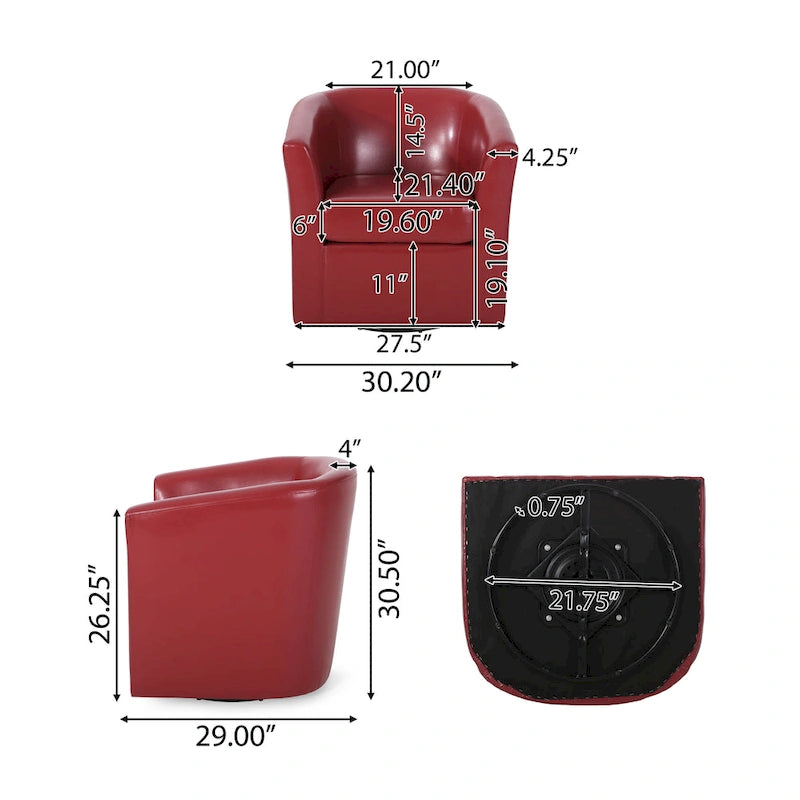 Daymian Swivel Club Chair by Christopher Knight Home - 29.00 D x 30.20 W x 30.50 H-10