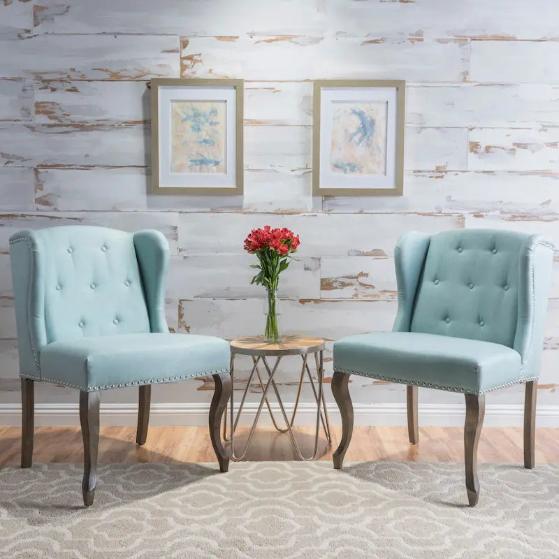 Niclas Wing Back Studded Fabric Accent Chairs (Set of 2) by Christopher Knight Home-23