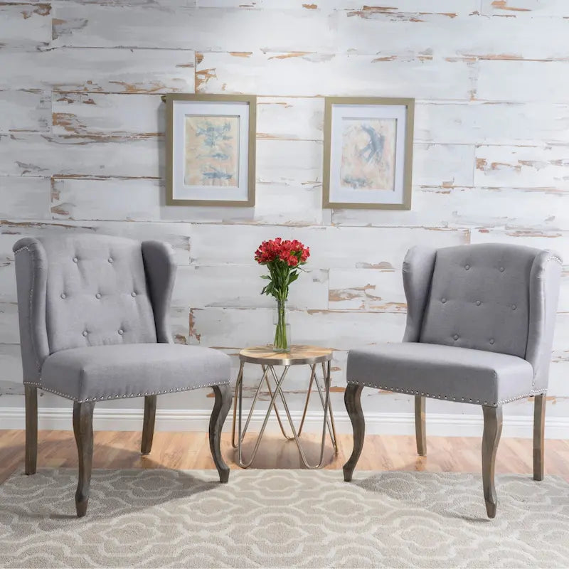 Niclas Wing Back Studded Fabric Accent Chairs (Set of 2) by Christopher Knight Home-4