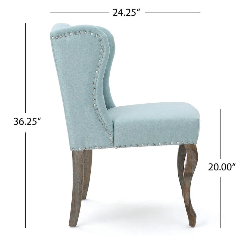 Niclas Wing Back Studded Fabric Accent Chairs (Set of 2) by Christopher Knight Home-16