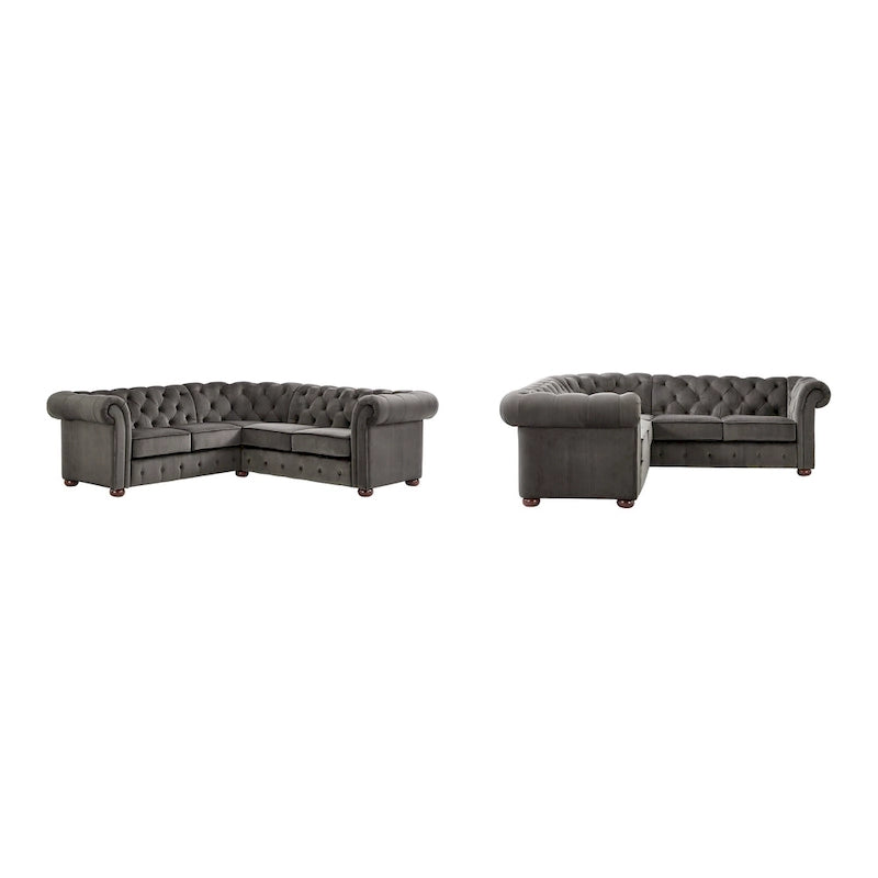 5-Seat L-Shaped Sectional Sofa with Button Tufting-2