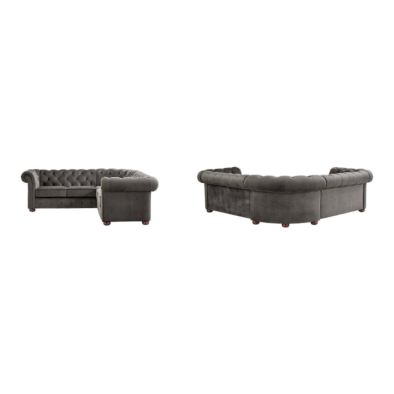 5-Seat L-Shaped Sectional Sofa with Button Tufting-3