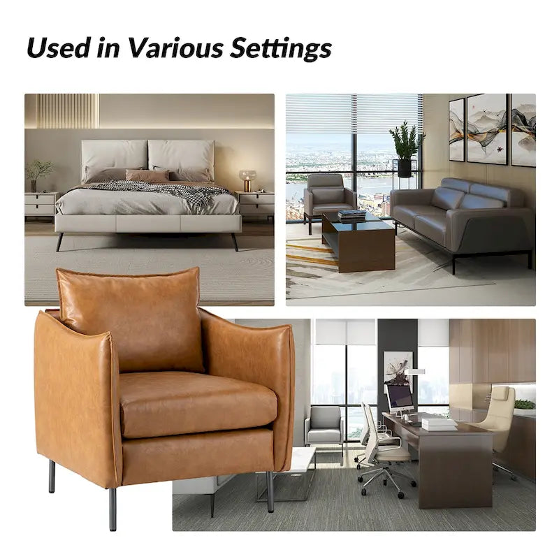 Jaime Modern Vegan Leather Accent chair with Metal Legs Set of 2 by HULALA HOME-3