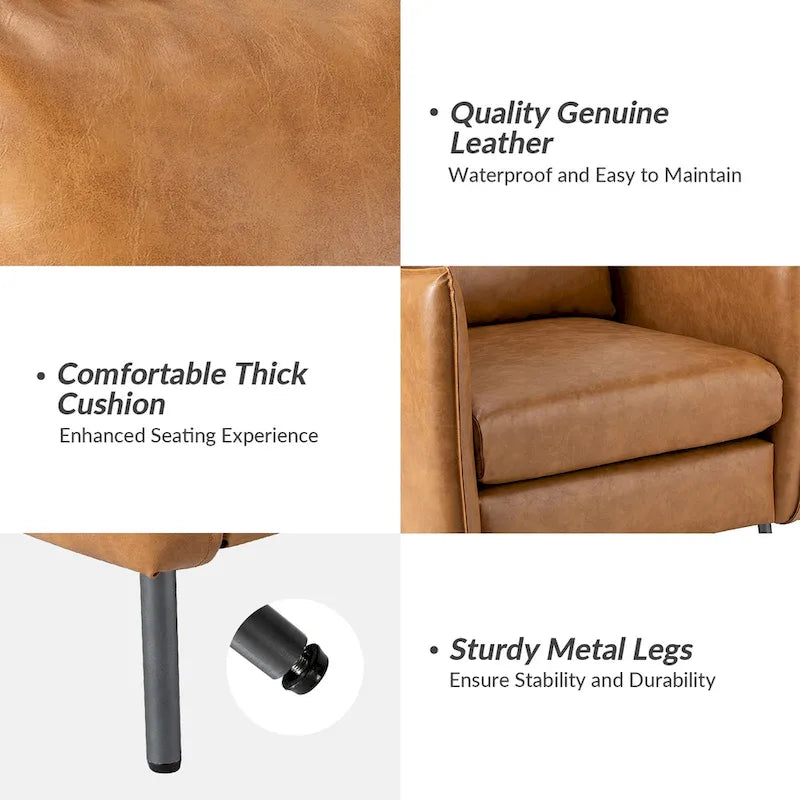 Jaime Modern Vegan Leather Accent chair with Metal Legs Set of 2 by HULALA HOME-5