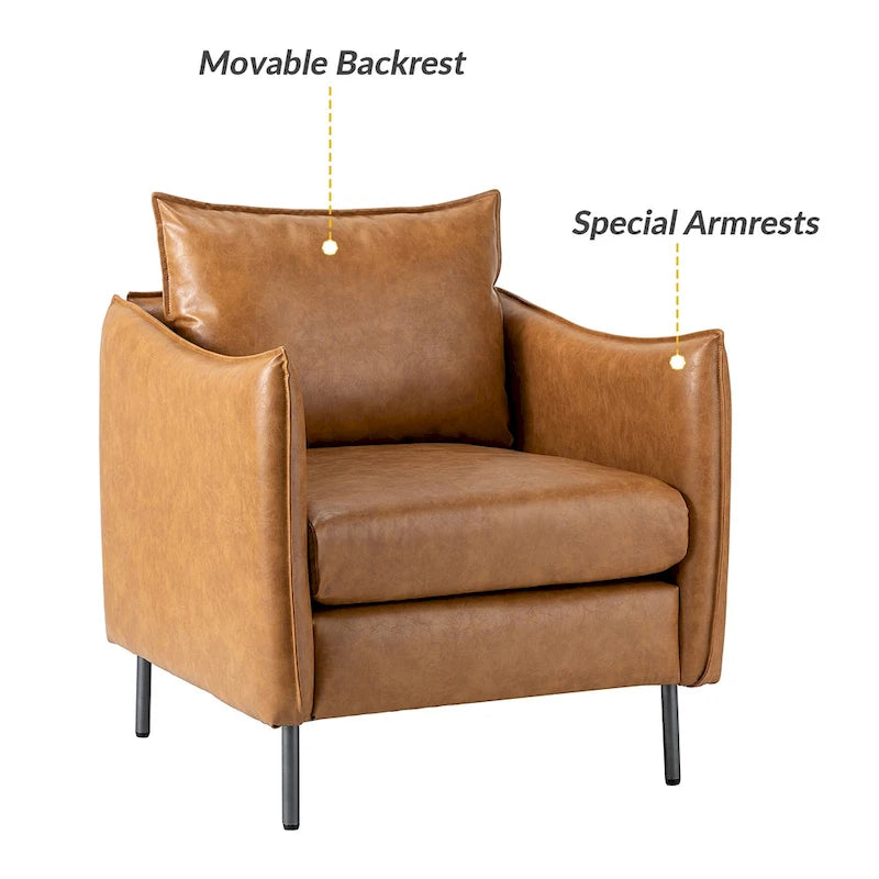 Jaime Modern Vegan Leather Accent chair with Metal Legs Set of 2 by HULALA HOME-6