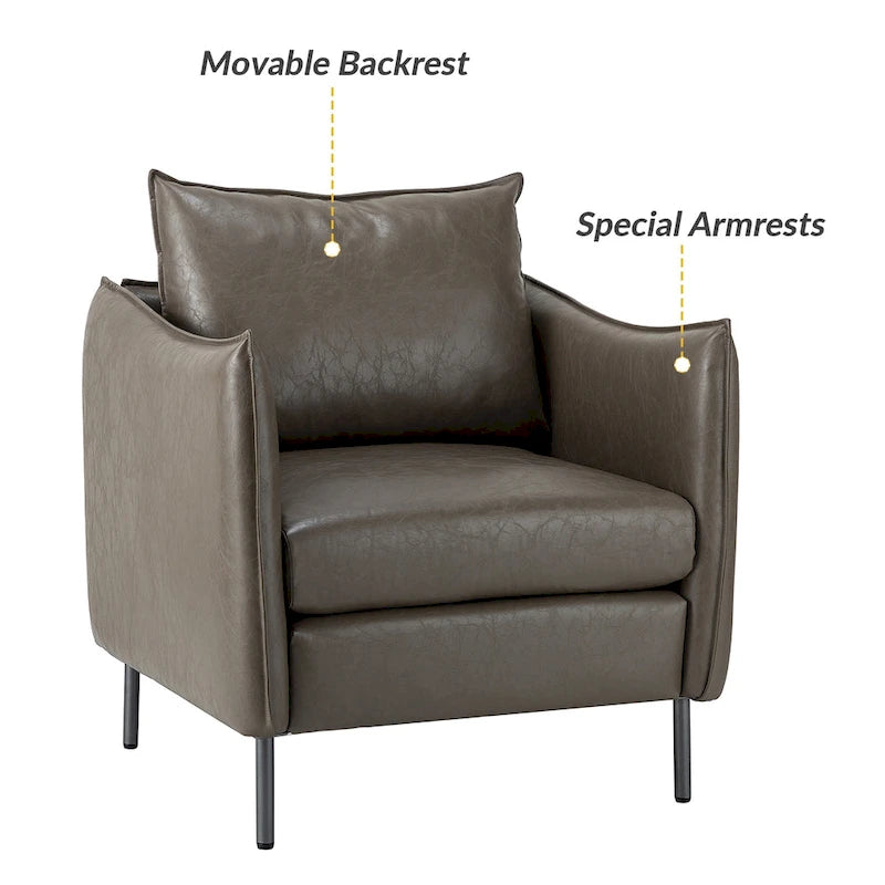 Jaime Modern Vegan Leather Accent chair with Metal Legs Set of 2 by HULALA HOME-9