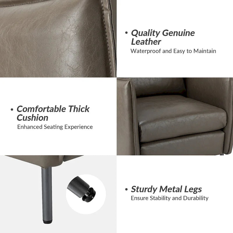 Jaime Modern Vegan Leather Accent chair with Metal Legs Set of 2 by HULALA HOME-10