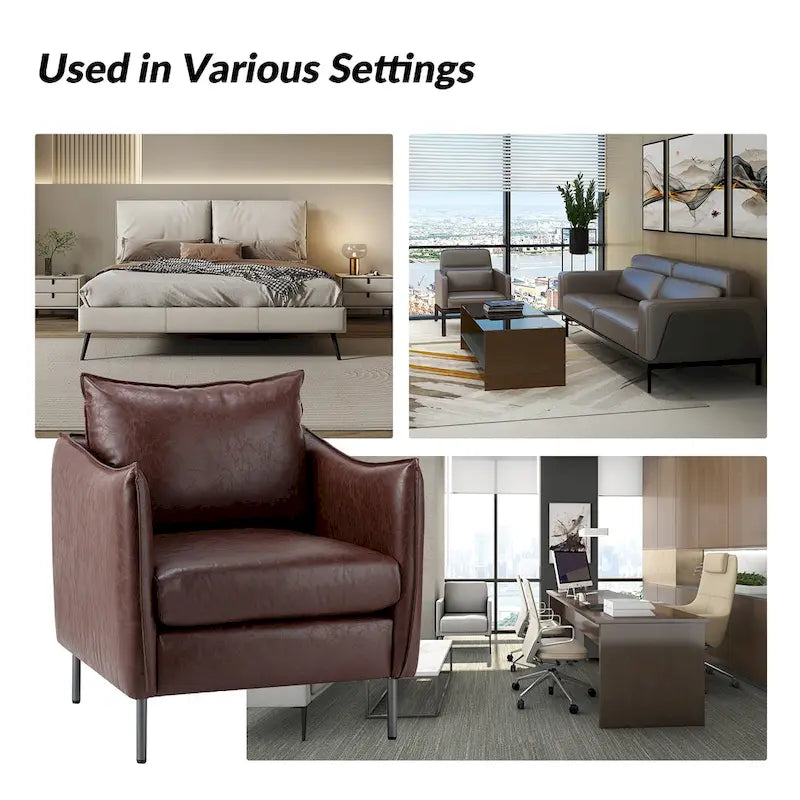 Jaime Modern Vegan Leather Accent chair with Metal Legs Set of 2 by HULALA HOME-13