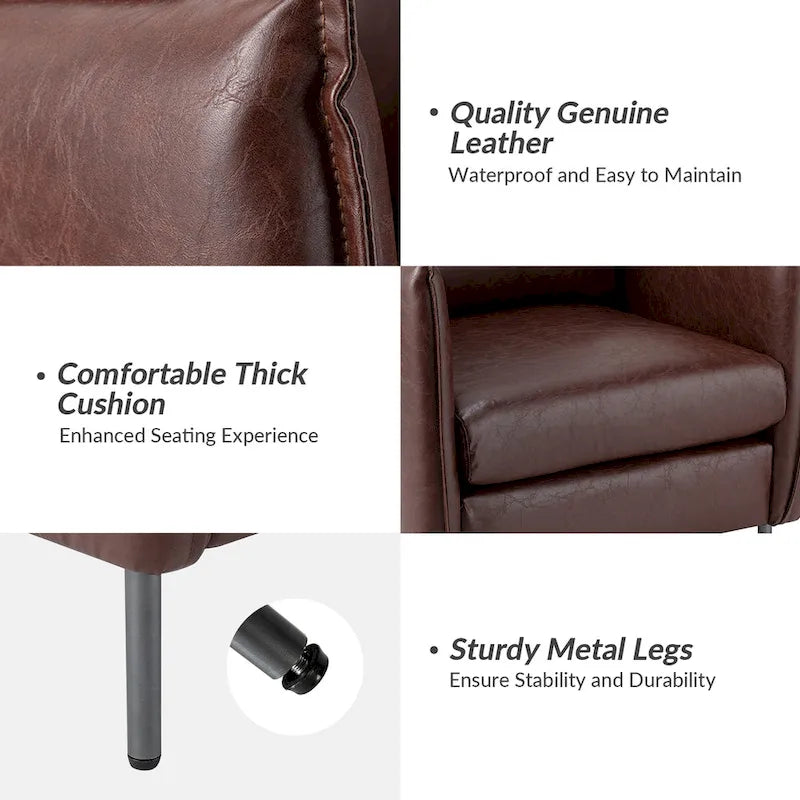 Jaime Modern Vegan Leather Accent chair with Metal Legs Set of 2 by HULALA HOME-14