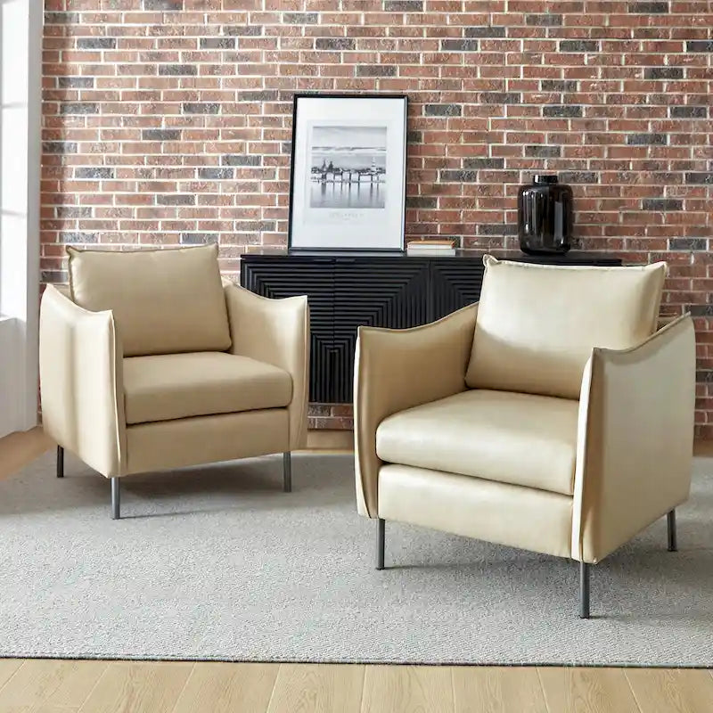 Jaime Modern Vegan Leather Accent chair with Metal Legs Set of 2 by HULALA HOME-17