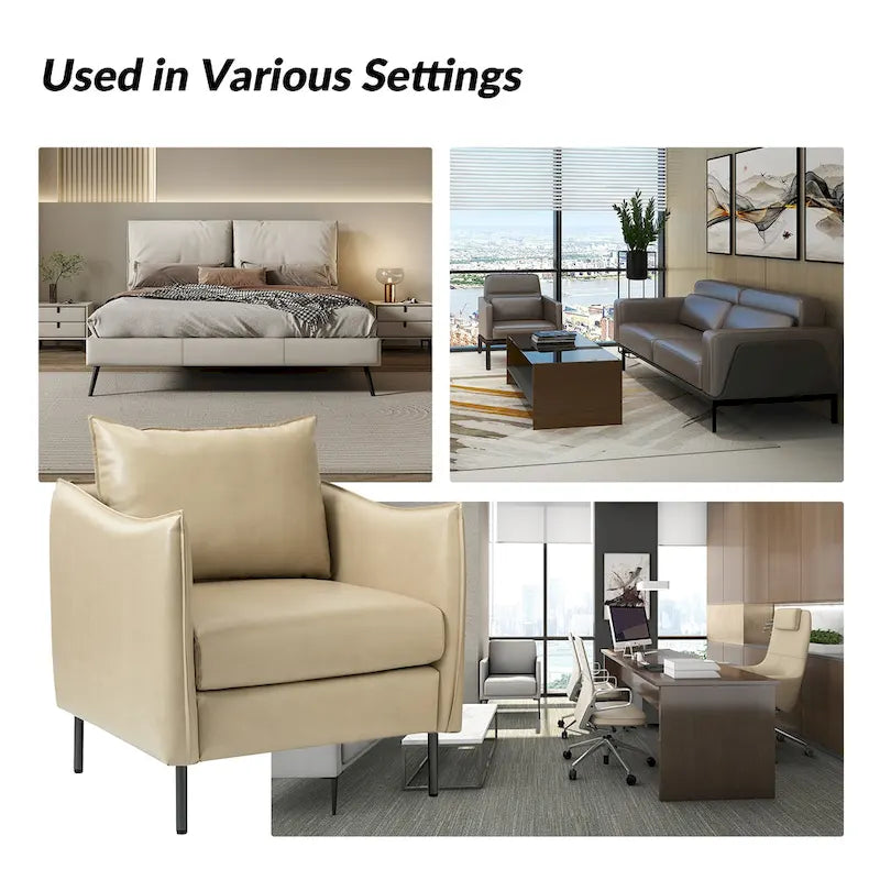 Jaime Modern Vegan Leather Accent chair with Metal Legs Set of 2 by HULALA HOME-18