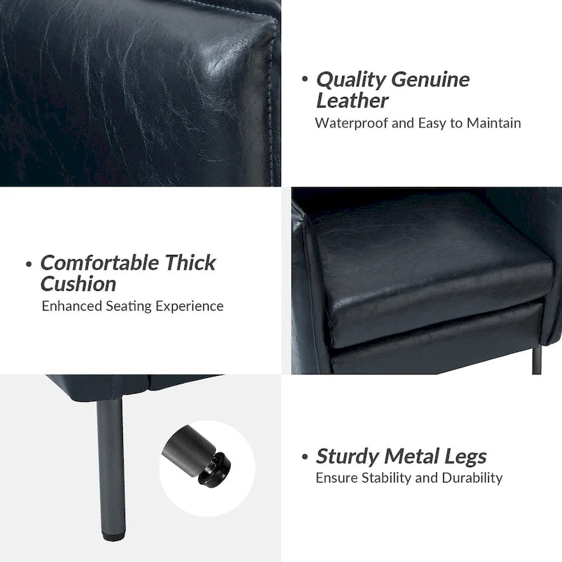 Jaime Modern Vegan Leather Accent chair with Metal Legs Set of 2 by HULALA HOME-20