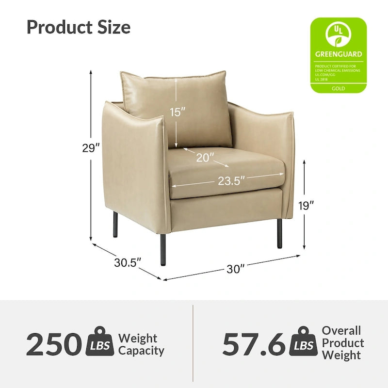 Jaime Modern Vegan Leather Accent chair with Metal Legs Set of 2 by HULALA HOME-21