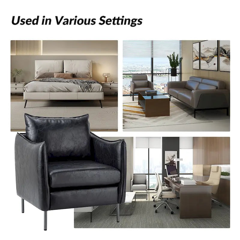 Jaime Modern Vegan Leather Accent chair with Metal Legs Set of 2 by HULALA HOME-23