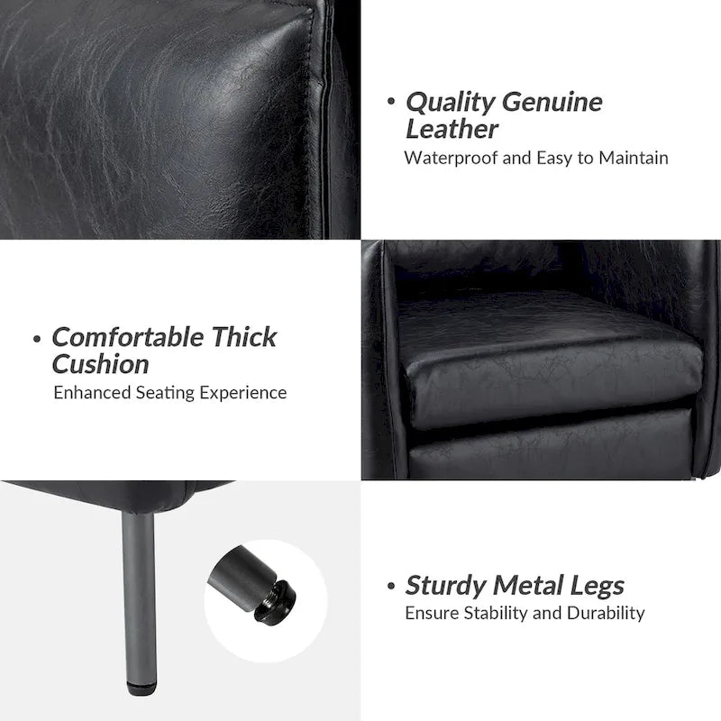 Jaime Modern Vegan Leather Accent chair with Metal Legs Set of 2 by HULALA HOME-24